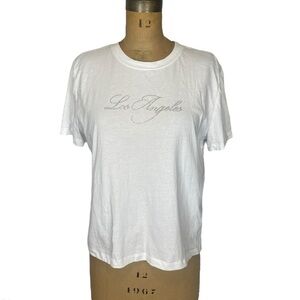 Zara Bedazzled Los Angeles White T-Shirt Size L